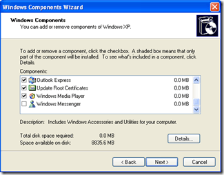 Windows Components Wizard