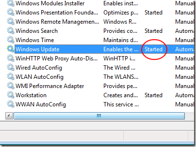 Windows Update Service Started