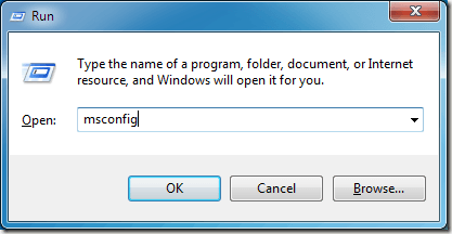 Type MSCONFIG in the Run Box