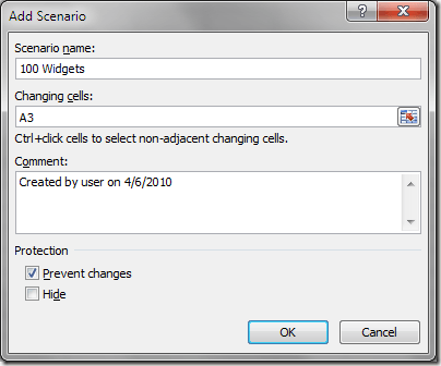 Excel What-If Analysis Add Scenario