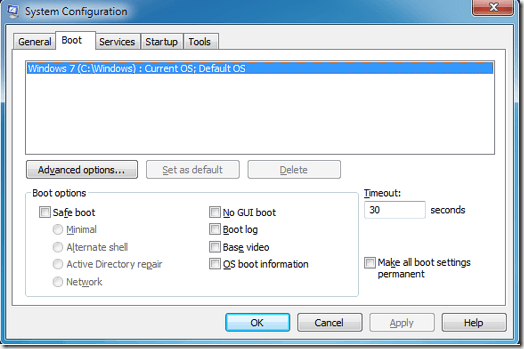 Boot Tab on System Configuration