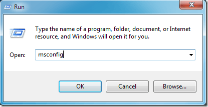 Type msconfig into the Run Box