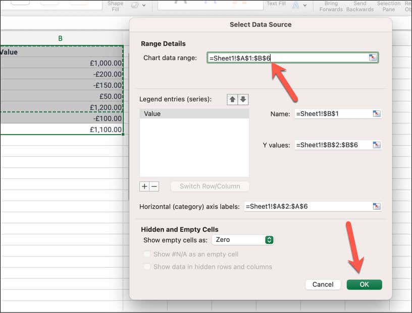 Как создать каскадную диаграмму в Microsoft Excel, изображение 5